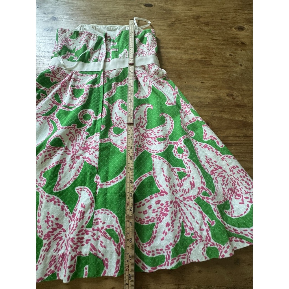 Lilly Pulitzer Amberly Strapless Dress Prep Green Pink Twinkle Floral Sz 2 - Picture 14 of 14